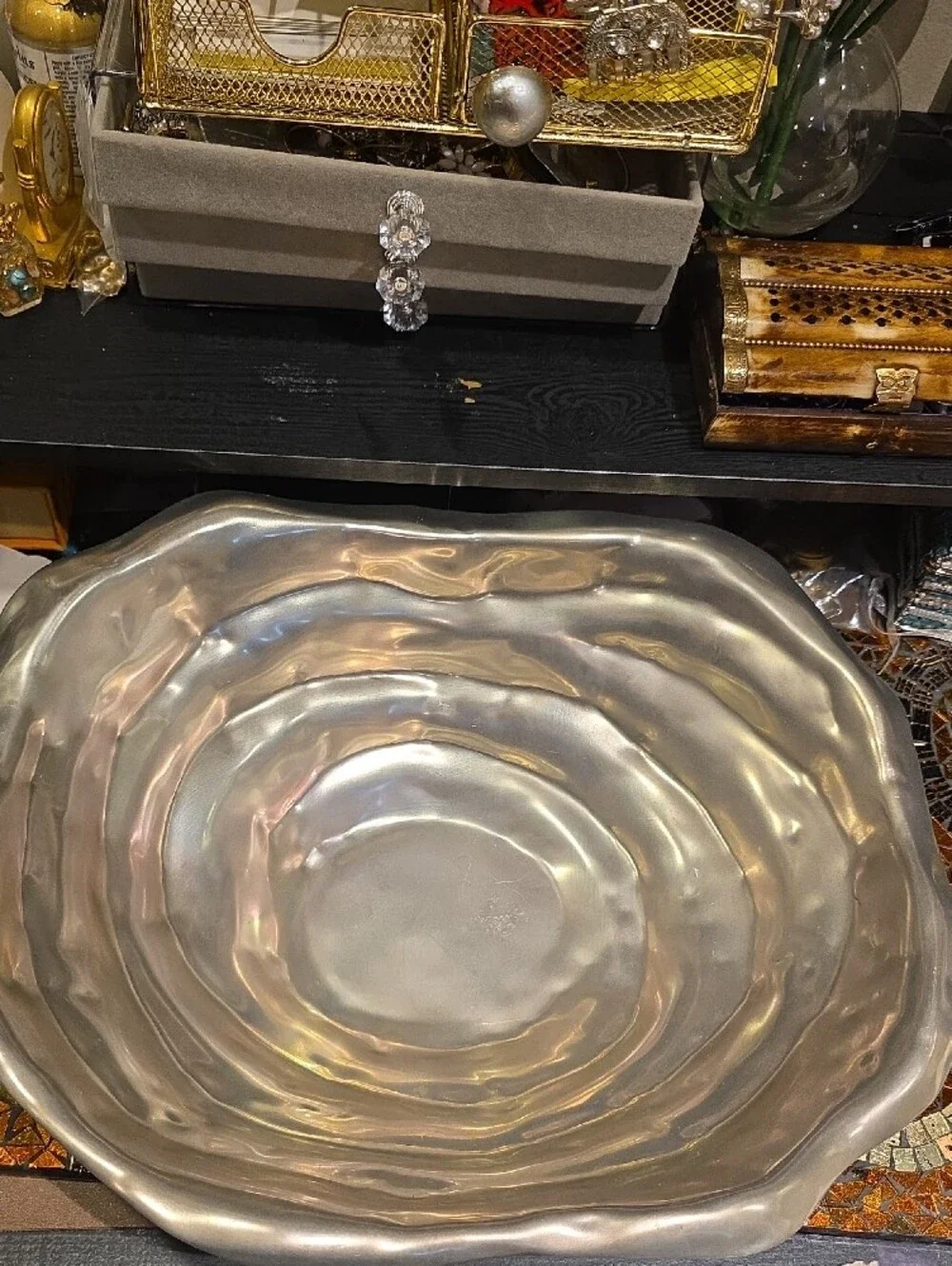 Lenox Hammered Metallic Silver Tone Decorative Serving Bowl